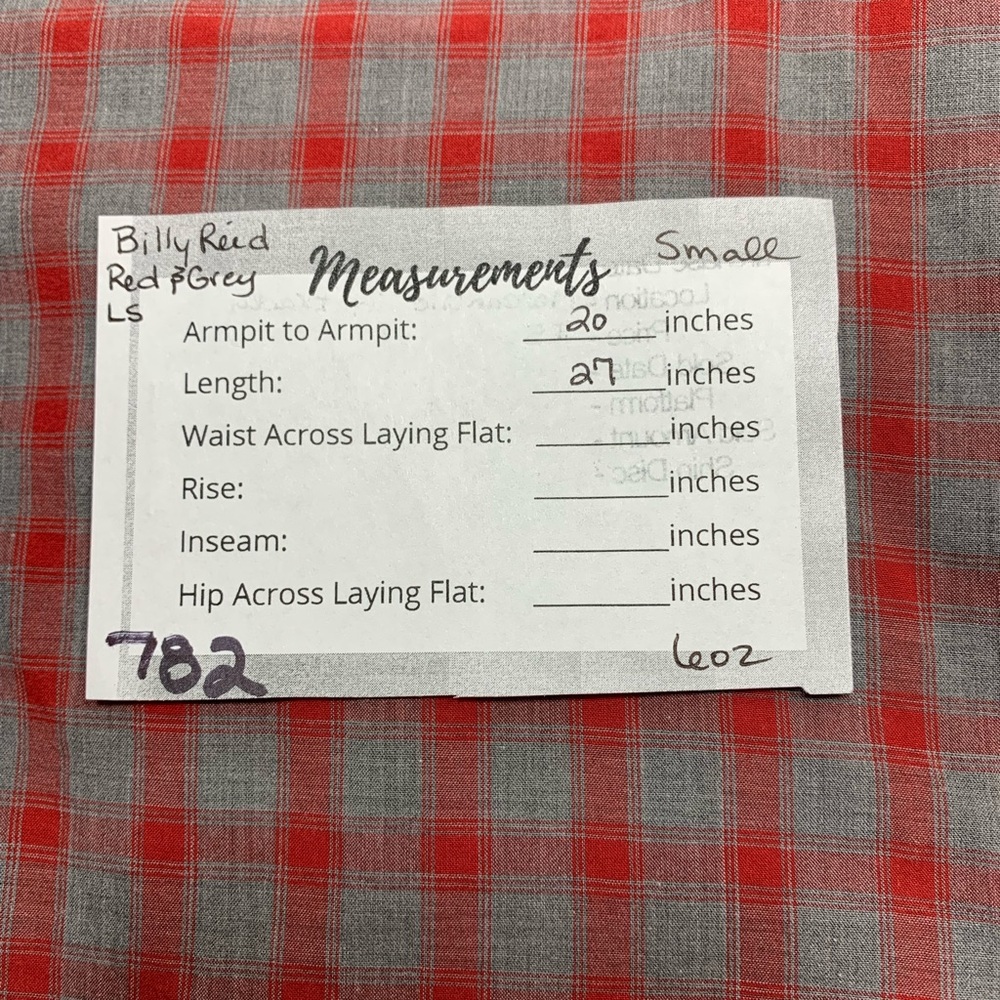BILLY REID gray red plaid long sleeve button down shirt - Small - Picture 9 of 9